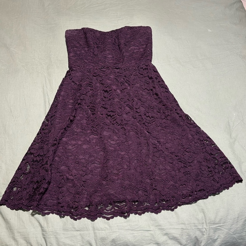 David’s Bridal - Purple Lace Skater Dress